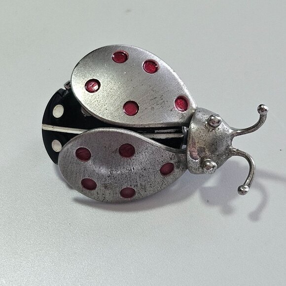***Last Chance!! Final Sale*** Beau Sterling Silver Vintage Lady Bug Brooch - Picture 10 of 10